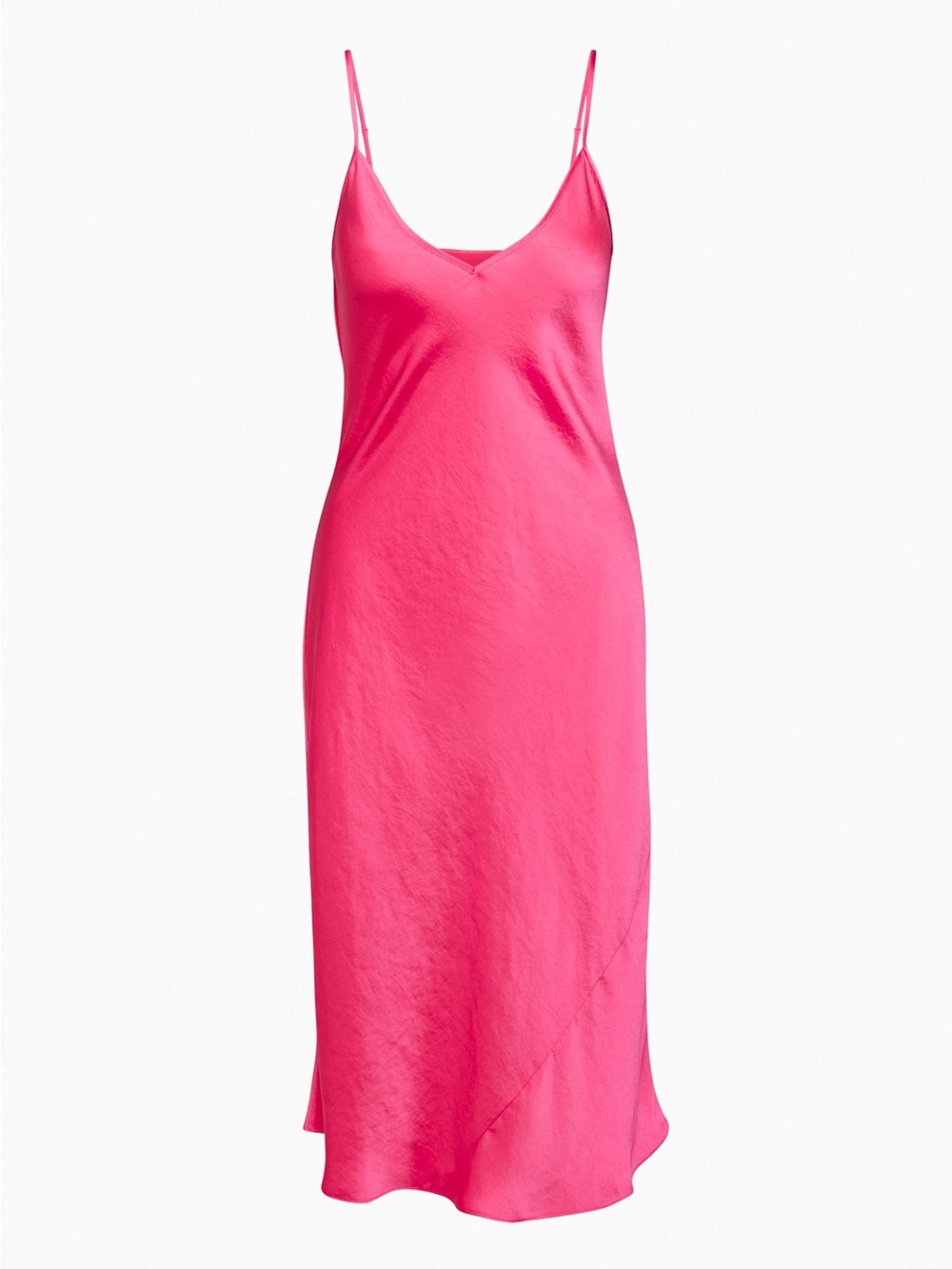 Aritzia Sunday Best Hot Pink Satin Slip On Dress with Spaghetti Straps